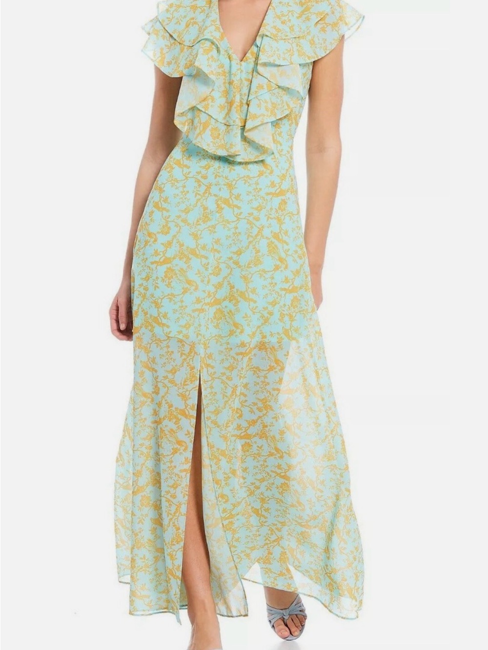 Sachin & Babi Annemarie Ruffle Toile du Jouy Maxi Dress NWT Size 6 💛